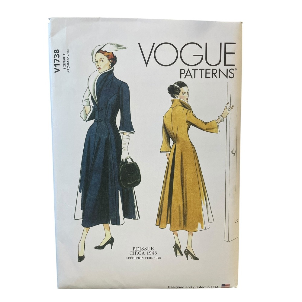 Vogue Patterns V1738 Misses' Dress Size 6-14 Vintage 1948 Style